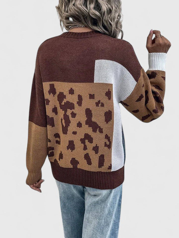 Sweat patchwork col rond ample — détail motif patchwork