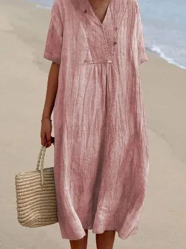 Robe maxi fluide texturée — détail de la coupe et du tombé