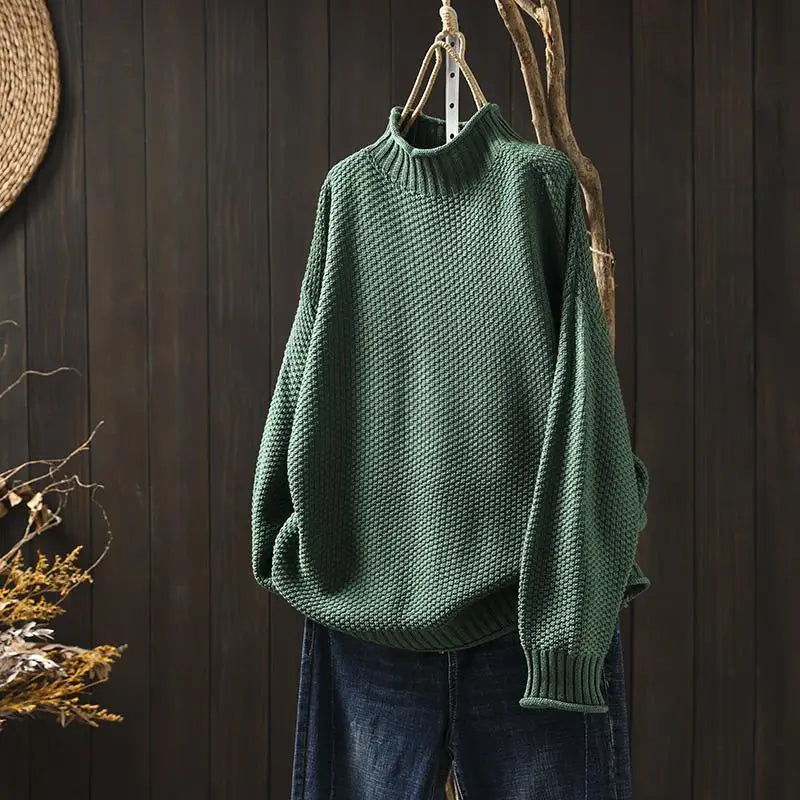 Pull Col Montant Côtelé Coupe Détente