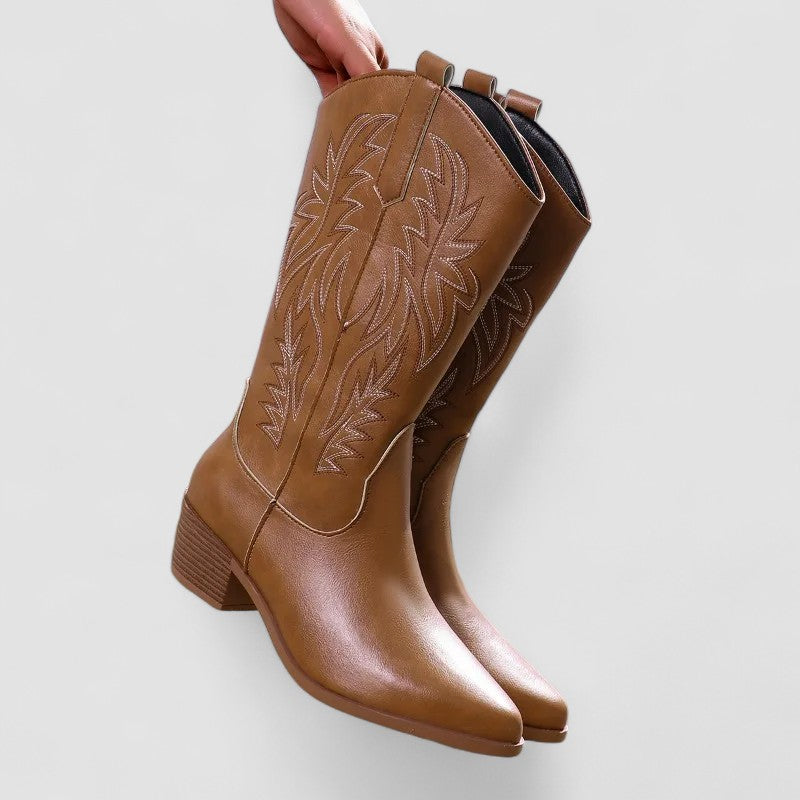 Bottes Western à Broderie Ton sur Ton