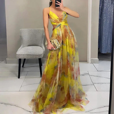 Giselle – Élégante Robe Longue à Imprimé Fleuri