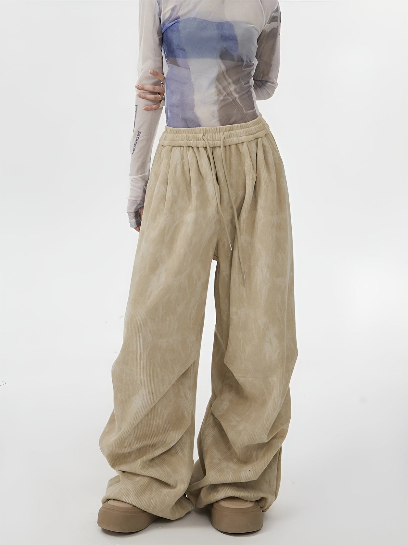 Natasia - Pantalon à Jambe Large Et Taille Elastique