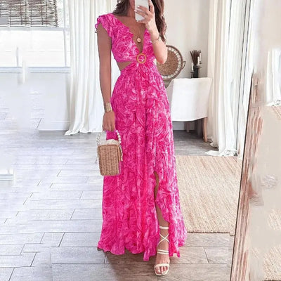 Gemma - Robe élégante, dos nu, sexy, col en V profond