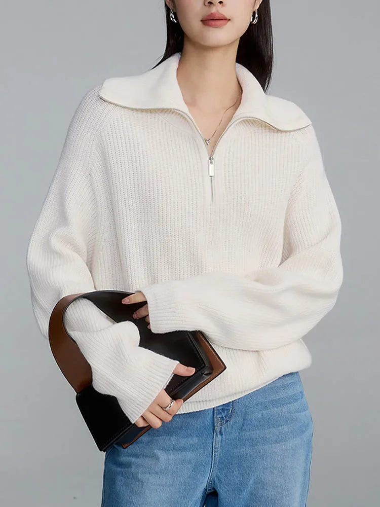 Pull Col Roulé Rayé Fermeture Éclair