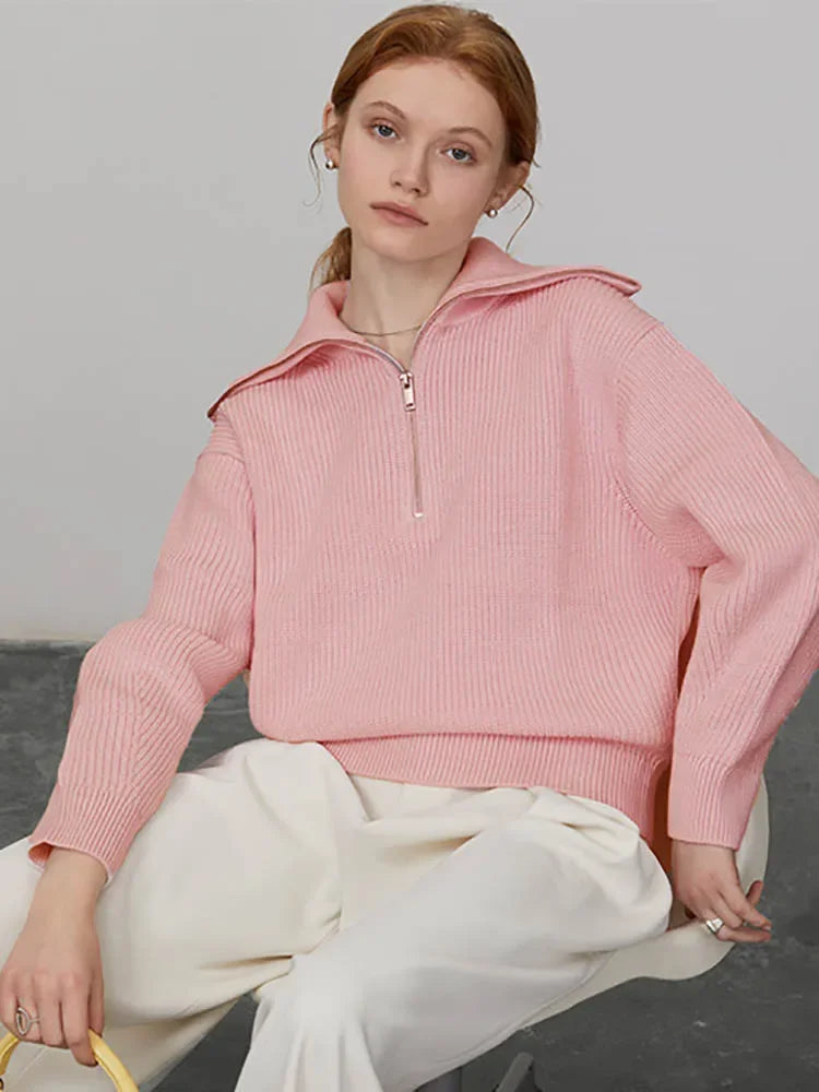 Pull Col Roulé Rayé Fermeture Éclair