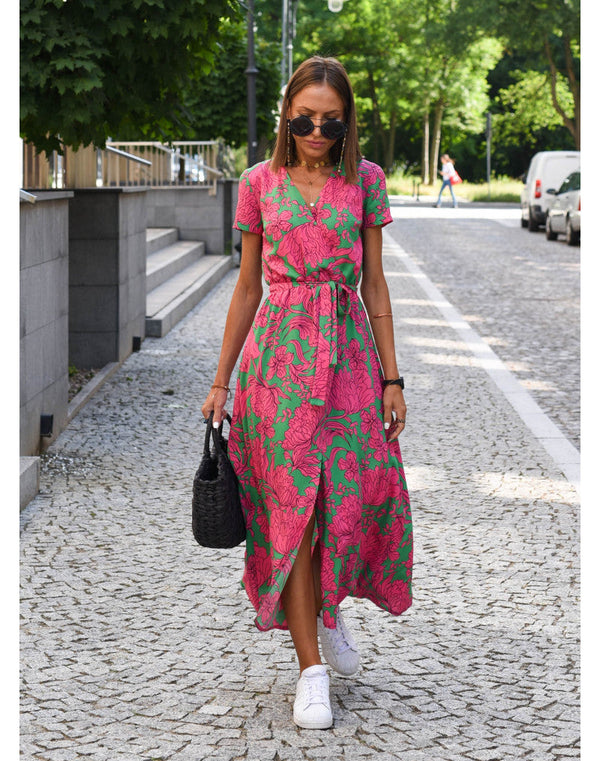 Amélie | Robe midi cache-cœur à fleurs