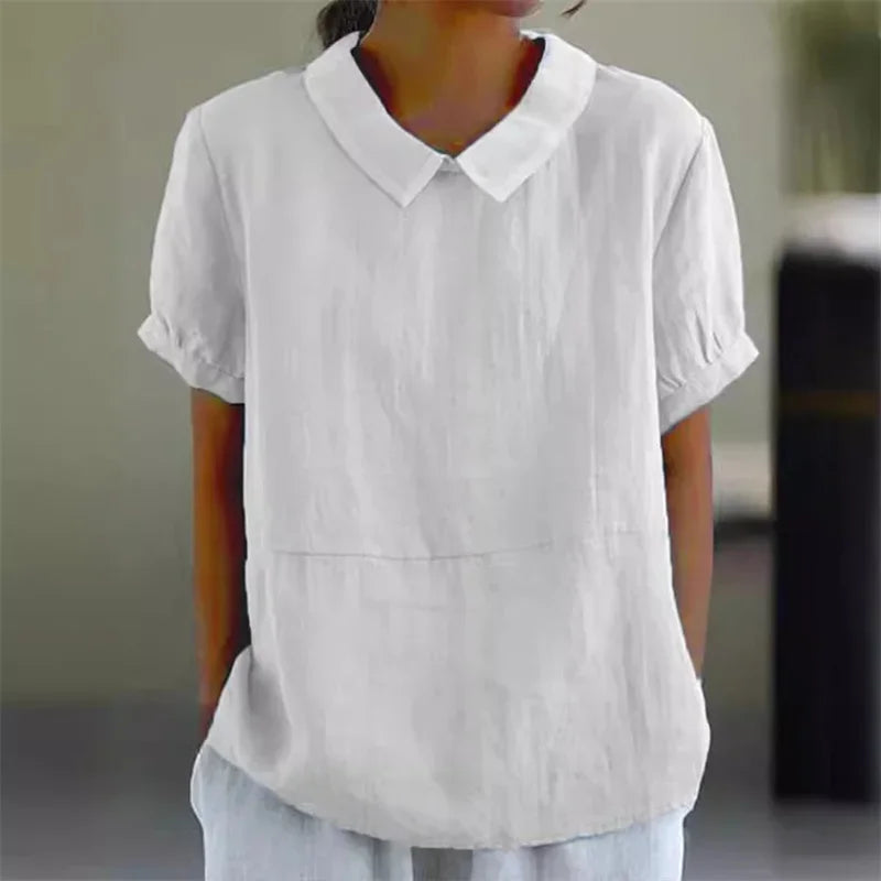 Sophie | Blouse confortable en coton et lin avec col claudine