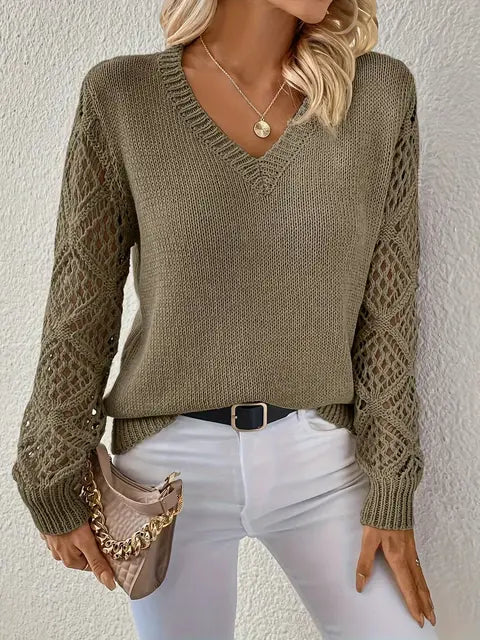 Pull Col V Élégant Coupe Ajustée