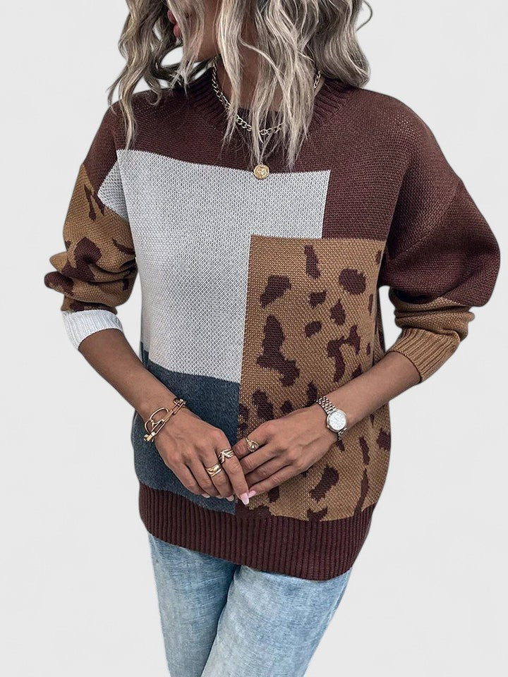 Sweat patchwork col rond ample — vue arrière