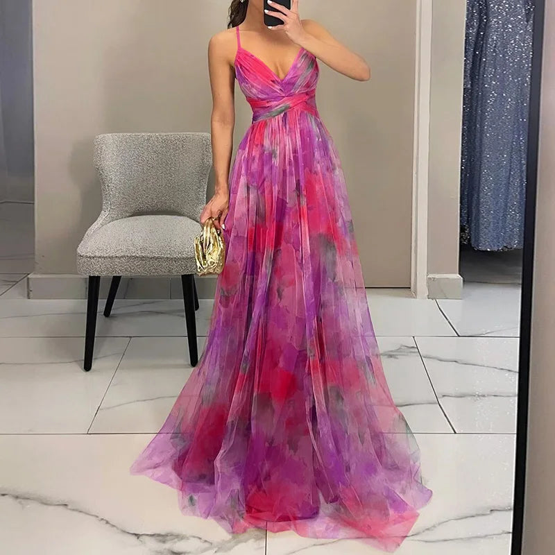 Giselle – Élégante Robe Longue à Imprimé Fleuri