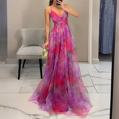 Giselle – Élégante Robe Longue à Imprimé Fleuri