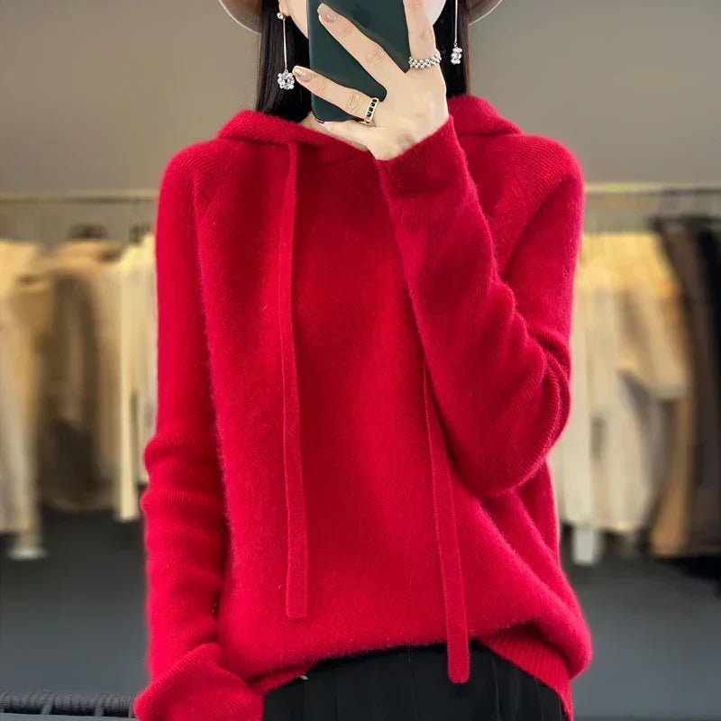 Pull Col Montant à Capuche Discrète