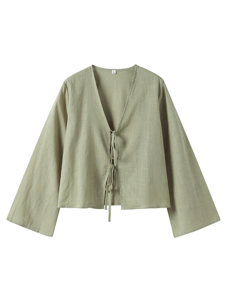 Mare | Blouse élégante avec laçage et manches longues
