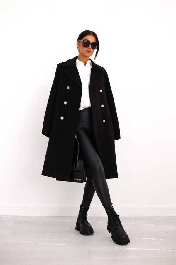 Manteau en laine à double boutonnage pour dames