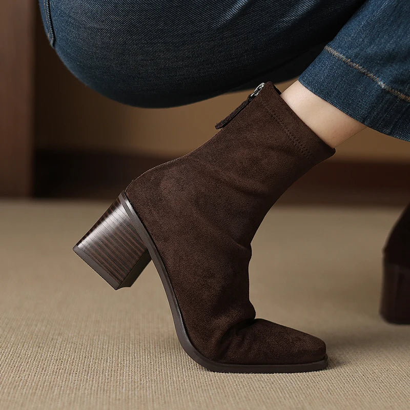 Bottes Élégantes à Fermeture Éclair Latérale