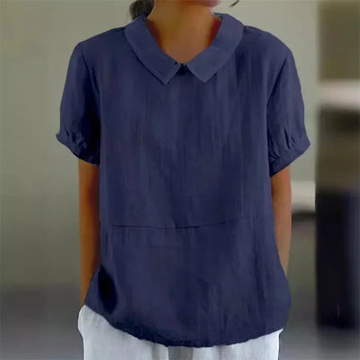 Sophie | Blouse confortable en coton et lin avec col claudine