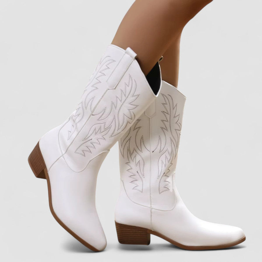 Bottes Western à Broderie Ton sur Ton