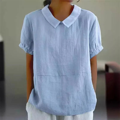 Sophie | Blouse confortable en coton et lin avec col claudine