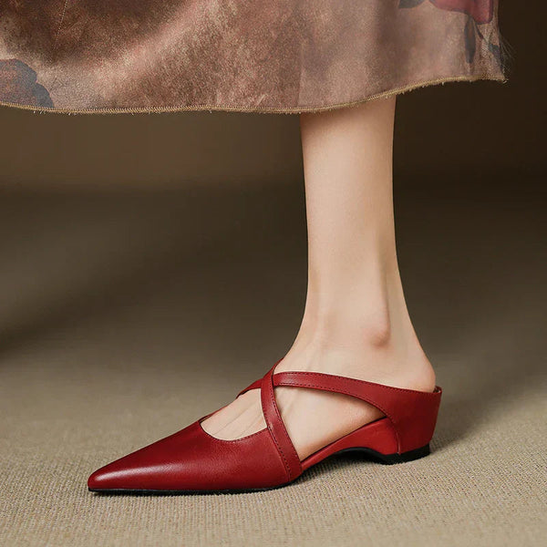 Mules à Bride Croisée et Talon Bloc