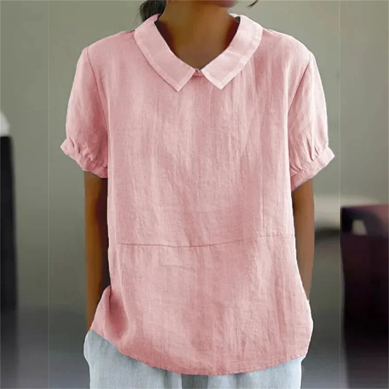 Sophie | Blouse confortable en coton et lin avec col claudine