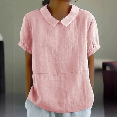 Sophie | Blouse confortable en coton et lin avec col claudine