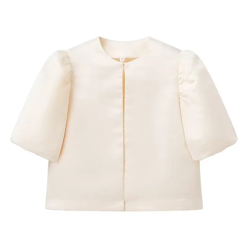 Mona - Chemise élégante pour femme à manches courtes bouffantes