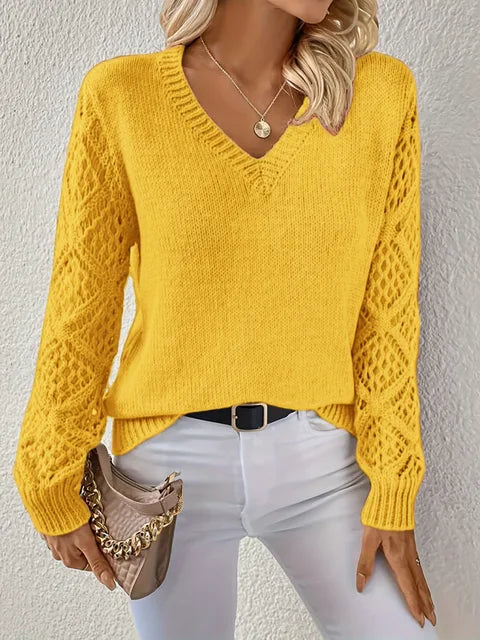 Pull Col V Élégant Coupe Ajustée