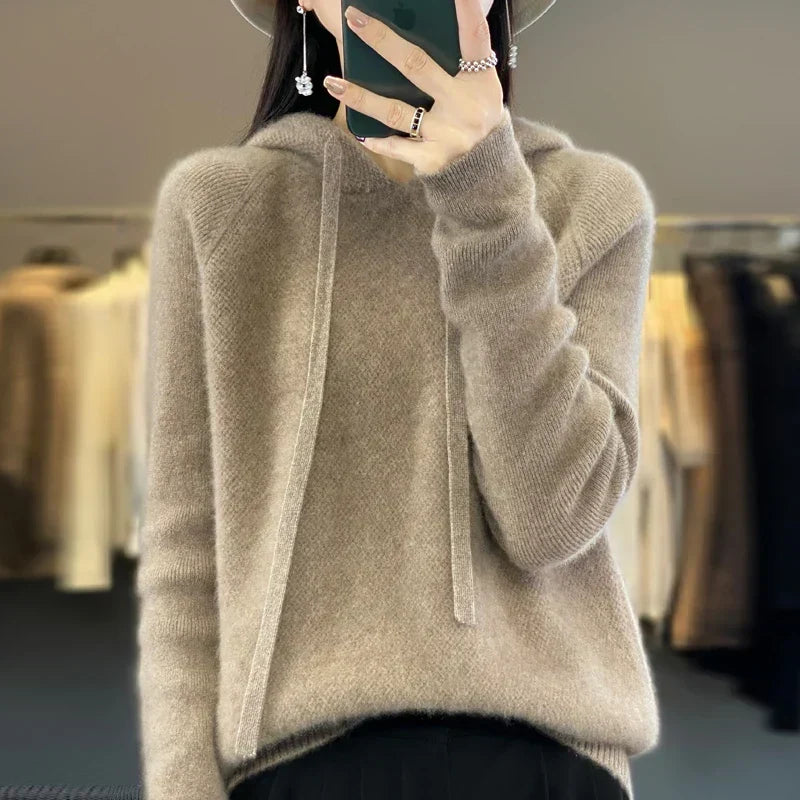 Pull Col Montant à Capuche Discrète