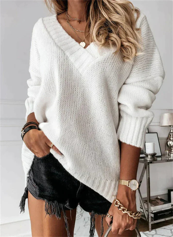 Pull Col V Classique Épuré