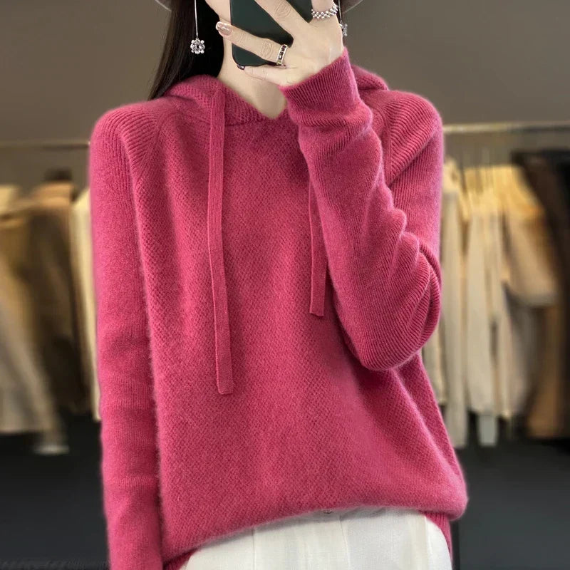 Pull Col Montant à Capuche Discrète