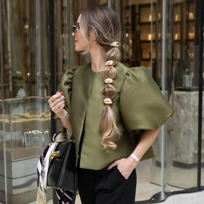 Mona - Chemise élégante pour femme à manches courtes bouffantes