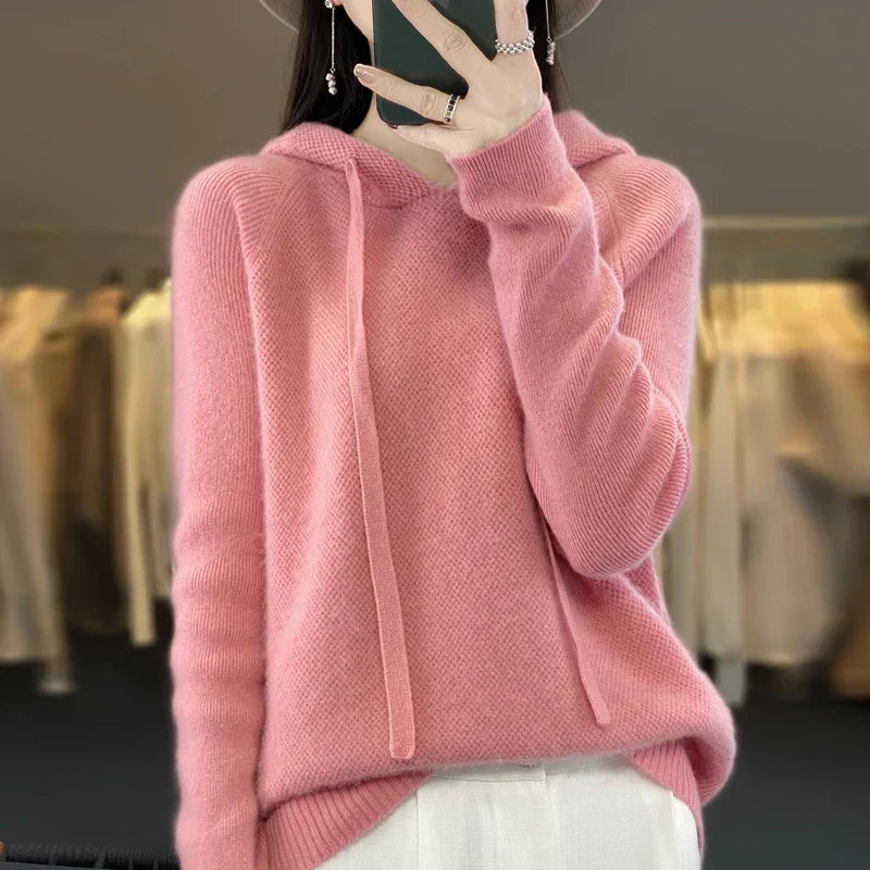 Pull Col Montant à Capuche Discrète