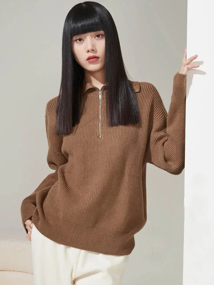 Pull Col Roulé Rayé Fermeture Éclair