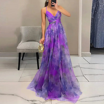 Giselle – Élégante Robe Longue à Imprimé Fleuri