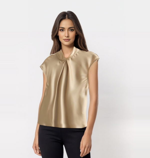 Ryza | Blouse élégante sans manches en satin