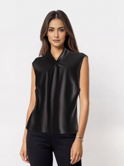 Ryza | Blouse élégante sans manches en satin