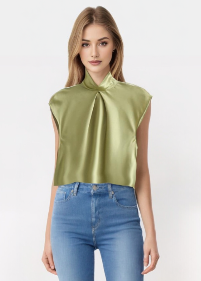 Ryza | Blouse élégante sans manches en satin