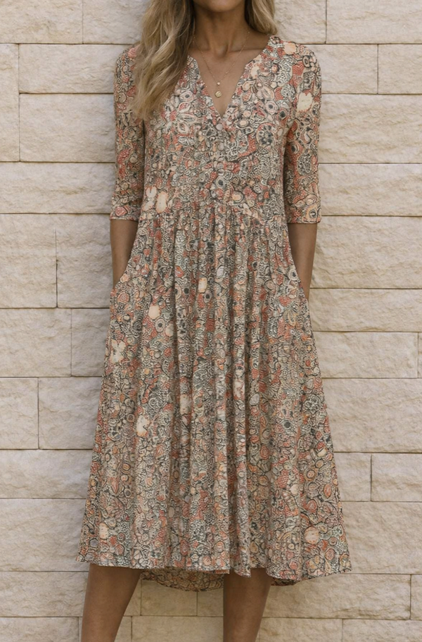 Robe Midi Élégante Encolure Dégagée