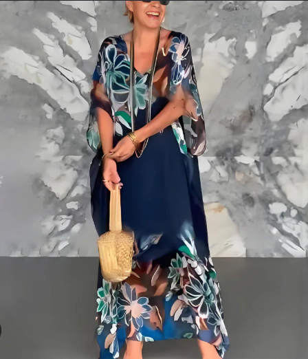 Robe Maxi Fluide Imprimée — vue de face en pied