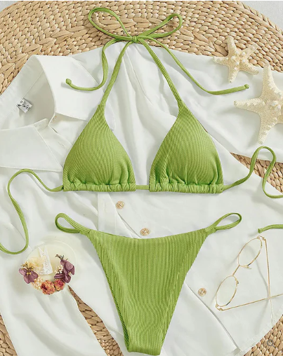 Antonella® | Bikini bleu avec décolleté en V