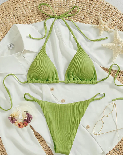 Antonella® | Bikini bleu avec décolleté en V
