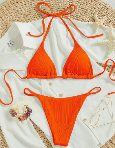 Antonella® | Bikini bleu avec décolleté en V