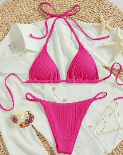 Antonella® | Bikini bleu avec décolleté en V