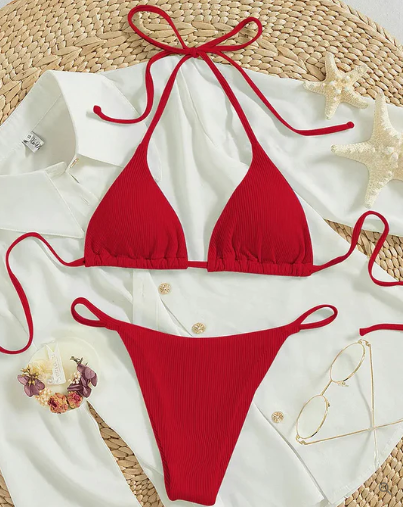 Antonella® | Bikini bleu avec décolleté en V