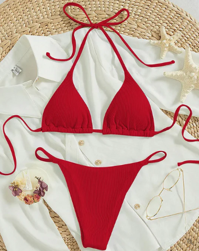 Antonella® | Bikini bleu avec décolleté en V