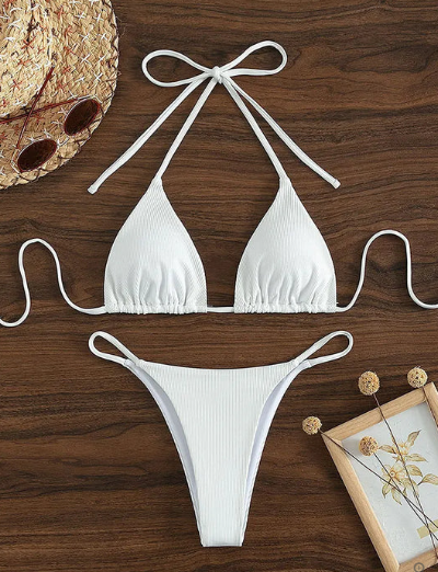 Antonella® | Bikini bleu avec décolleté en V