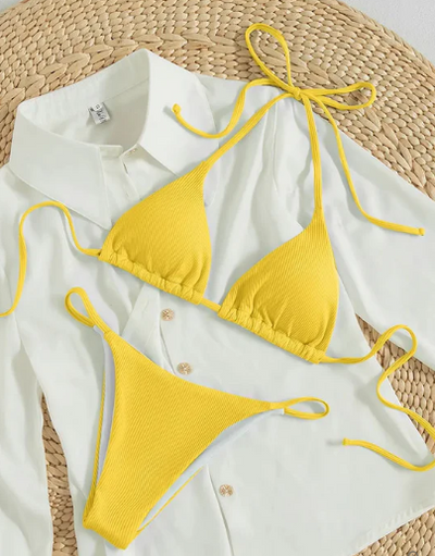 Antonella® | Bikini bleu avec décolleté en V