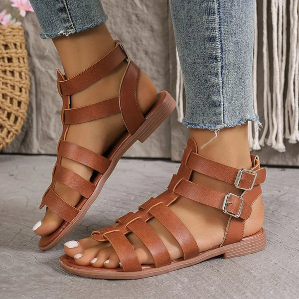 AVA | Elegant Sandales pour femmes Marron Blanc