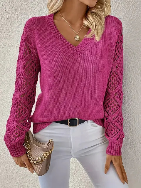 Pull Col V Élégant Coupe Ajustée