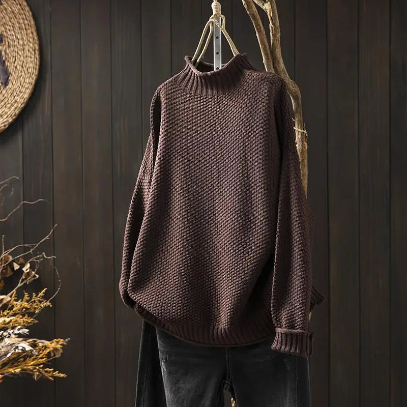 Pull Col Montant Côtelé Coupe Détente